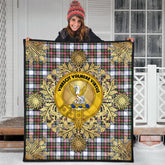 Stewart Dress Modern Tartan Crest Premium Quilt - Gold Thistle Style